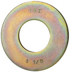 Made in USA - 1-1/8" Screw, Grade 8 Alloy Steel USS Flat Washer - 1.243" ID x 2.78" OD, 0.192" Thick, Zinc Yellow Dichromate Finish - Eagle Tool & Supply