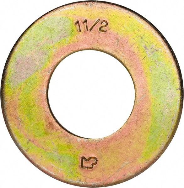 Made in USA - 1-1/2" Screw, Grade 8 Alloy Steel USS Flat Washer - 1.615" ID x 3.545" OD, 0.213" Thick, Zinc Yellow Dichromate Finish - Eagle Tool & Supply