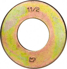 Made in USA - 1-1/2" Screw, Grade 8 Alloy Steel USS Flat Washer - 1.615" ID x 3.545" OD, 0.213" Thick, Zinc Yellow Dichromate Finish - Eagle Tool & Supply