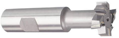 Made in USA - 2-7/32" Cut Diam, 1-3/32" Cut Width, 1-7/32" Neck Diam, 1-1/4" Shank Diam, 5-3/8" OAL, Carbide-Tipped T-Slot Cutter - Uncoated, 1-1/4" Bolt, 2-5/16" Shank Length, Staggered Teeth, 8 Teeth, Weldon Flat - Eagle Tool & Supply