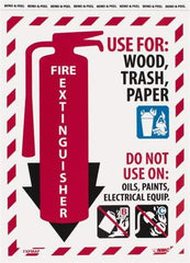 NMC - Fire Extinguisher - Use for: Wood, Paper, Trash - Do Not Use on: Oils, Paints, Electrical Equipment, Pressure Sensitive Vinyl Fire Sign - 9" Wide x 12" High - Eagle Tool & Supply