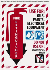 NMC - Fire Extinguisher - Use for: Oils, Paints, Electrical Equipment - Do Not Use on: Wood, Paper, Trash, Pressure Sensitive Vinyl Fire Sign - 9" Wide x 12" High - Eagle Tool & Supply