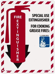 NMC - Fire Extinguisher - Special Use Extinguisher for Cooking Grease Fire:, Plastic Fire Sign - 9" Wide x 12" High - Eagle Tool & Supply