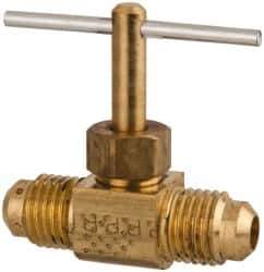 Parker - 1/4" Pipe, Inline Needle Valve - Flare x Flare Ends, Brass Valve, 150 Max psi - Eagle Tool & Supply