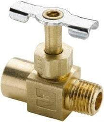Parker - 1/4" Pipe, Inline Needle Valve - FNPTF x MNPTF Ends, Brass Valve, 150 Max psi - Eagle Tool & Supply
