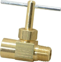 Parker - 1/8" Pipe, Inline Needle Valve - FNPTF x MNPTF Ends, Brass Valve, 150 Max psi - Eagle Tool & Supply