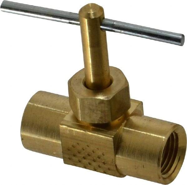 Parker - 1/8" Pipe, Inline Needle Valve - FNPTF x FNPTF Ends, Brass Valve, 150 Max psi - Eagle Tool & Supply