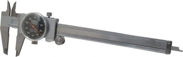 Fowler - 0" to 6" Range, 0.001" Graduation, 0.1" per Revolution, Dial Caliper - Black Face,1.6" Jaw Length - Eagle Tool & Supply