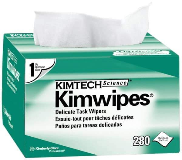 Kimtech - Dry Clean Room/Lab/Critical Task Wipes - Pop-Up, 8-3/8" x 4-3/8" Sheet Size, White - Eagle Tool & Supply