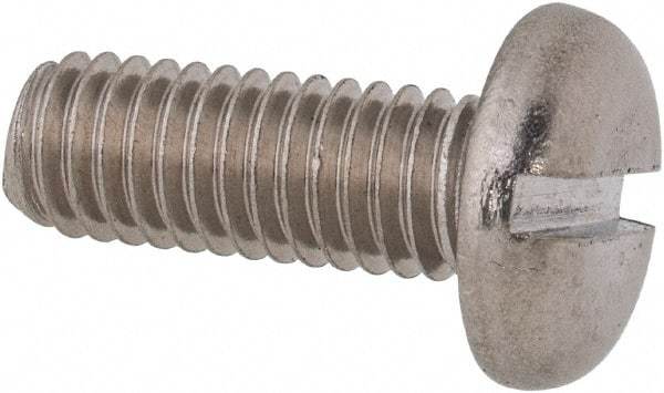 Value Collection - M6x1.00 Metric Coarse, 16mm Length Under Head Slotted Drive Machine Screw - Pan Head, Grade 316 & A4 Stainless Steel, Uncoated, Without Washer - Eagle Tool & Supply