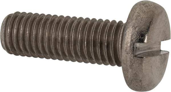 Value Collection - M10x1.50, 30mm Length Under Head Slotted Drive Machine Screw - Pan Head, Grade 316 & A4 Stainless Steel, Uncoated, Without Washer - Eagle Tool & Supply