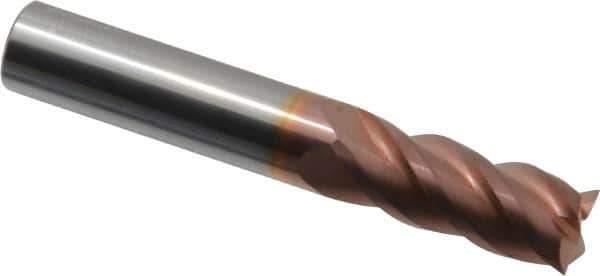 ProMax - 7/16", 1" LOC, 7/16" Shank Diam, 2-3/4" OAL, 4 Flute, Solid Carbide Square End Mill - Single End, TiCN Finish, Spiral Flute, 40° Helix, Right Hand Cut, Right Hand Flute, Series 111 - Eagle Tool & Supply