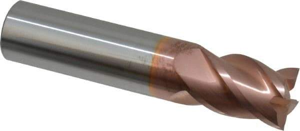 ProMax - 5/8", 7/8" LOC, 5/8" Shank Diam, 3" OAL, 4 Flute, Solid Carbide Square End Mill - Single End, TiCN Finish, Spiral Flute, 40° Helix, Right Hand Cut, Right Hand Flute, Series 111 - Eagle Tool & Supply