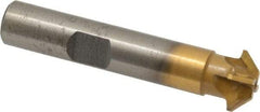 Whitney Tool Co. - 1/2" Diam x 1/8" Width of Cut, 45° Included Angle, Shank Connection, Carbide Tipped Single Angle Cutter - 3/8" Shank Diam, 2-1/8" Overall Length, Right Hand Cut, TiN Coated - Eagle Tool & Supply