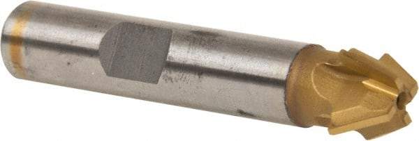 Whitney Tool Co. - 1/2" Diam x 7/32" Width of Cut, 60° Included Angle, Shank Connection, Carbide Tipped Single Angle Cutter - 3/8" Shank Diam, 2-1/8" Overall Length, Right Hand Cut, TiN Coated - Eagle Tool & Supply