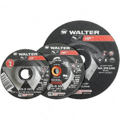 WALTER Surface Technologies - 24 Grit, 7" Wheel Diam, 1/4" Wheel Thickness, Type 28 Depressed Center Wheel - Aluminum Oxide, Resinoid Bond, 8,600 Max RPM - Eagle Tool & Supply