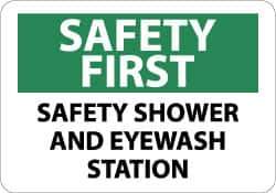 NMC - "Safety First - Safety Shower and Eyewash Station", 10" Long x 14" Wide, Aluminum Safety Sign - Rectangle, 0.04" Thick, Use for First Aid - Eagle Tool & Supply