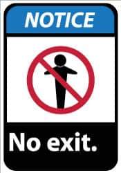 NMC - Notice - No Exit, Plastic Exit Sign - 10" Wide x 14" High - Eagle Tool & Supply