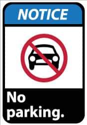 NMC - "Notice - No Parking", 14" Long x 10" Wide, Rigid Plastic Safety Sign - Rectangle, 0.05" Thick, Use for Security & Admittance - Eagle Tool & Supply