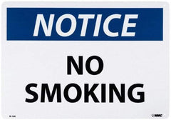 NMC - "Notice - No Smoking", 20" Long x 28" Wide, Aluminum Safety Sign - Rectangle, 0.04" Thick, Use for Accident Prevention - Eagle Tool & Supply