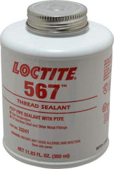 Loctite - 350 ml Brush Top Can White Pipe Sealant - Methacrylate Ester, 400°F Max Working Temp, For Sealing Metal Tapered Pipe Threads & Fittings Up to 2" - Eagle Tool & Supply