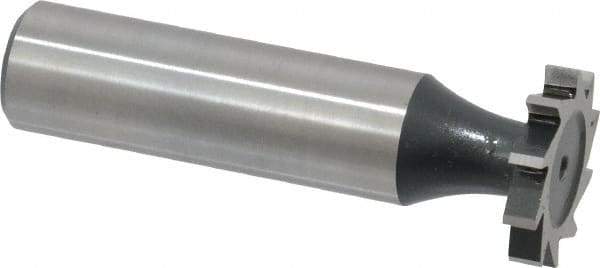 Interstate - 3/4" Diam x 1/8" Face Width, High Speed Steel, 10 Teeth, Shank Connection Woodruff Keyseat Cutter - Uncoated, 2-1/8" OAL x 1/2" Shank, Straight Teeth, ANSI 406, Old Standard 7 - Eagle Tool & Supply