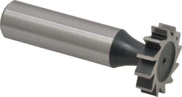 Interstate - 7/8" Diam x 7/32" Face Width, High Speed Steel, 10 Teeth, Shank Connection Woodruff Keyseat Cutter - Uncoated, 2-7/32" OAL x 1/2" Shank, Straight Teeth, ANSI 707, Old Standard 12 - Eagle Tool & Supply