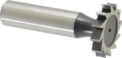 Interstate - 1" Diam x 3/16" Face Width, High Speed Steel, 12 Teeth, Shank Connection Woodruff Keyseat Cutter - Uncoated, 2-3/16" OAL x 1/2" Shank, Straight Teeth, ANSI 608, Old Standard 13 - Eagle Tool & Supply