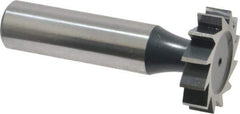 Interstate - 1" Diam x 1/4" Face Width, High Speed Steel, 12 Teeth, Shank Connection Woodruff Keyseat Cutter - Uncoated, 2-1/4" OAL x 1/2" Shank, Straight Teeth, ANSI 808, Old Standard 15 - Eagle Tool & Supply