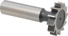 Interstate - 1-1/8" Diam x 1/4" Face Width, High Speed Steel, 12 Teeth, Shank Connection Woodruff Keyseat Cutter - Uncoated, 2-1/4" OAL x 1/2" Shank, Straight Teeth, ANSI 809, Old Standard 18 - Eagle Tool & Supply