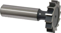 Interstate - 1-1/4" Diam x 1/4" Face Width, High Speed Steel, 14 Teeth, Shank Connection Woodruff Keyseat Cutter - Uncoated, 2-1/4" OAL x 1/2" Shank, Straight Teeth, ANSI 810, Old Standard 21 - Eagle Tool & Supply