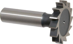 Interstate - 1-3/8" Diam x 1/4" Face Width, High Speed Steel, 14 Teeth, Shank Connection Woodruff Keyseat Cutter - Uncoated, 2-1/4" OAL x 1/2" Shank, Straight Teeth, ANSI 811, Old Standard 22 - Eagle Tool & Supply