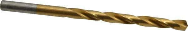 Chicago-Latrobe - 7/32" 135° High Speed Steel Jobber Drill - TiN Finish, Right Hand Cut, Spiral Flute, Straight Shank, 3-3/4" OAL, Split Point - Eagle Tool & Supply