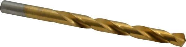 Chicago-Latrobe - 11/32" 135° High Speed Steel Jobber Drill - TiN Finish, Right Hand Cut, Spiral Flute, Straight Shank, 4-3/4" OAL, Split Point - Eagle Tool & Supply