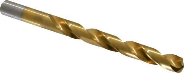 Chicago-Latrobe - 27/64" 135° High Speed Steel Jobber Drill - TiN Finish, Right Hand Cut, Spiral Flute, Straight Shank, 5-3/8" OAL, Split Point - Eagle Tool & Supply