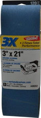 Norton - 3" Wide x 21" OAL, 120 Grit, Zirconia Alumina Abrasive Belt - Zirconia Alumina, Fine, Coated, Y Weighted Cloth Backing, Series 3X - Eagle Tool & Supply