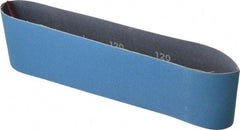 Norton - 3" Wide x 24" OAL, 120 Grit, Zirconia Alumina Abrasive Belt - Zirconia Alumina, Fine, Coated, Y Weighted Cloth Backing, Series 3X - Eagle Tool & Supply