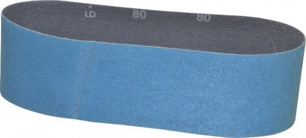 Norton - 3" Wide x 24" OAL, 80 Grit, Zirconia Alumina Abrasive Belt - Zirconia Alumina, Medium, Coated, Y Weighted Cloth Backing, Series 3X - Eagle Tool & Supply