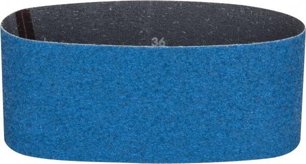 Norton - 4" Wide x 24" OAL, 36 Grit, Zirconia Alumina Abrasive Belt - Zirconia Alumina, Very Coarse, Coated, Y Weighted Cloth Backing, Series 3X - Eagle Tool & Supply