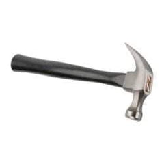 Stanley - 13/16 Lb Head, Curved Claw Nail Hammer - 12-19/64" OAL, Carbon Steel Head, Smooth Face, Wood Handle - Eagle Tool & Supply