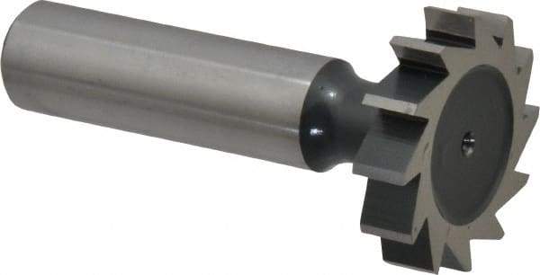 Interstate - 1-1/8" Diam x 1/4" Face Width, Cobalt, 12 Teeth, Shank Connection Woodruff Keyseat Cutter - Uncoated, 2-1/4" OAL x 1/2" Shank, Straight Teeth, ANSI 809, Old Standard 18 - Eagle Tool & Supply