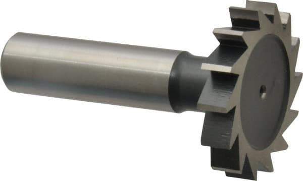 Interstate - 1-3/8" Diam x 1/4" Face Width, Cobalt, 14 Teeth, Shank Connection Woodruff Keyseat Cutter - Uncoated, 2-1/4" OAL x 1/2" Shank, Straight Teeth, ANSI 811, Old Standard 22 - Eagle Tool & Supply