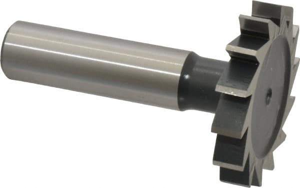 Interstate - 1-1/2" Diam x 1/4" Face Width, Cobalt, 16 Teeth, Shank Connection Woodruff Keyseat Cutter - Uncoated, 2-1/4" OAL x 1/2" Shank, Straight Teeth, ANSI 812, Old Standard 24 - Eagle Tool & Supply