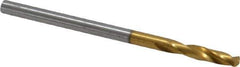 Guhring - #41 130° Parabolic Flute Cobalt Screw Machine Drill Bit - TiN Finish, Right Hand Cut, 14mm Flute Length, 43mm OAL, Standard Point, Straight Shank - Eagle Tool & Supply