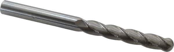 OSG - 1/2" Diam, 3" LOC, 4 Flute Solid Carbide Ball End Mill - Uncoated, Single End, 6" OAL, 1/2" Shank Diam, Spiral Flute - Eagle Tool & Supply