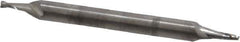 OSG - 3/64", 3/32" LOC, 1/8" Shank Diam, 1-1/2" OAL, 2 Flute, Solid Carbide Square End Mill - Double End, Uncoated, Spiral Flute, 30° Helix, Centercutting, Right Hand Cut, Right Hand Flute, Series 422 - Eagle Tool & Supply