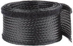 Techflex - Black Braided Cable Sleeve - 3' Coil Length, -103 to 257°F - Eagle Tool & Supply