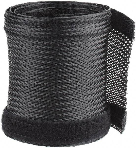 Techflex - Black Braided Cable Sleeve - 3' Coil Length, -103 to 257°F - Eagle Tool & Supply