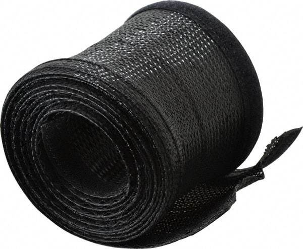 Techflex - Black Braided Cable Sleeve - 10' Coil Length, -103 to 257°F - Eagle Tool & Supply