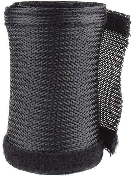 Techflex - Black Braided Cable Sleeve - 3' Coil Length, -103 to 257°F - Eagle Tool & Supply